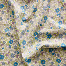 Cosmo: Flower Garden - Blue Lavender Florals on Almond Base (LAWN) Cosmo: Flower Garden - Blue Lavender Florals on Almond Base (LAWN)