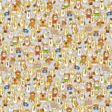 Cosmo: Tiny Animals Double Gauze - Working Shibas on Grey