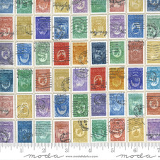 Moda: Flea Market Fresh by Cathe Holden - Stamps in Multi - 1 yard Moda: Flea Market Fresh by Cathe Holden - Stamps in Multi - 1 yard