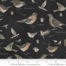Moda - Botanicals by Janet Clare: Birds in Charcoal Moda - Botanicals by Janet Clare: Birds in Charcoal