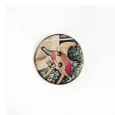 The Unicorn Hunt: Partridges at a Fountain - Ceramic Button - 1"