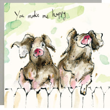 Anna Wright: You Make Me Happy Pig Card