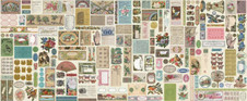 Moda: Junk Journal - Flat Lay Ephemera Collage in Lace - 2 yards Moda: Junk Journal - Flat Lay Ephemera Collage in Lace - 2 yards