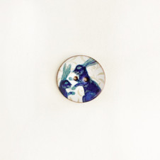 Blue Rabbits Round Ceramic Button Blue Rabbits Round Ceramic Button