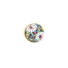 Two Flowers on Blue Ceramic Button - 1" Two Flowers on Blue Ceramic Button - 1"