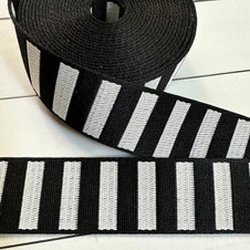 Stitch Supply Co: Bold Stripe Webbing in Black White (1.5" wide) Stitch Supply Co: Bold Stripe Webbing in Black White (1.5" wide)