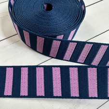 Stitch Supply Co: Bold Stripe Webbing in Navy Peony (1.5" wide) Stitch Supply Co: Bold Stripe Webbing in Navy Peony (1.5" wide)