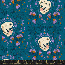 Ruby Star Society: Dog Park by Sarah Watts - Golden Garden in Teal Ruby Star Society: Dog Park by Sarah Watts - Golden Garden in Teal