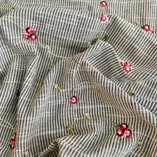 Heather Embroidered Floral Stripes (Pure Linen 57" wide) - 1.75 yards Heather Embroidered Floral Stripes (Pure Linen 57" wide) - 1.75 yards