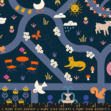 Ruby Star Society: Woodland Park by Rashida Coleman Hale - Garden Map in Teal Navy Ruby Star Society: Woodland Park by Rashida Coleman Hale - Garden Map in Teal Navy
