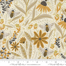 Moda: Bee Garden by Gingiber - Florals in Porcelain Metallic - 0.25 yards Moda: Bee Garden by Gingiber - Florals in Porcelain Metallic - 0.25 yards