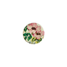Two Pink Flowers Round Ceramic Button
