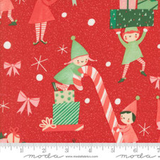 Moda: Tiny Christmas by Lizzy House - Elves in Christmas Red Moda: Tiny Christmas by Lizzy House - Elves in Christmas Red