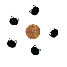 Cat Face in Black with White Ears Button - 0.47" (12mm)