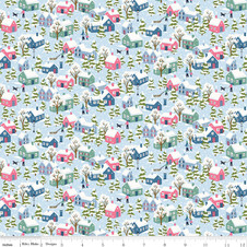 Liberty Quilting: Festive Greetings - Festive Village C (Lt Blue)
