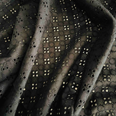 Coco Black Embroidered Eyelet Lawn - 47" wide
