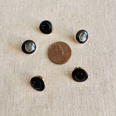 Smiley Face Enamel Button in Black - 0.5" (12mm)