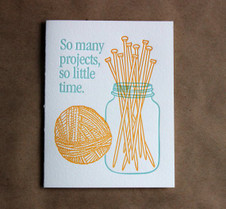 Lucky Bee Press: Yarn Jar of Needles Letterpress Card