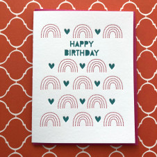 Lucky Bee Press: Happy Birthday Hearts & Rainbows Letterpress Card