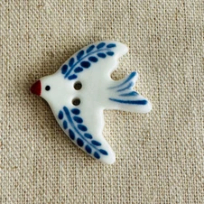 Nordic Swallow Ceramic Button - 1.25"