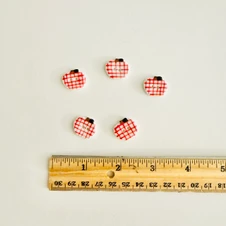 Apple Grid in Red Ceramic Button - 0.7"