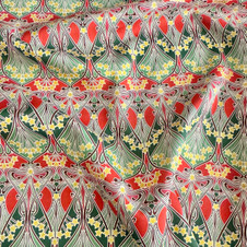 Liberty Fabrics: Ianthe Sparkle A (Red Green Metallic) Tana Lawn® 