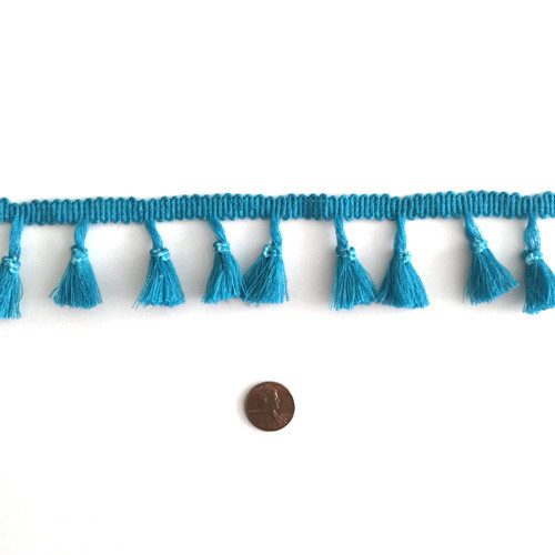 Peacock Blue Tassel Fringe - by the yard