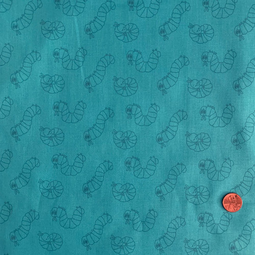 Andover - The Very Hungry Caterpillar 50th Anniversary - Caterpillar Outline in Teal - 35"