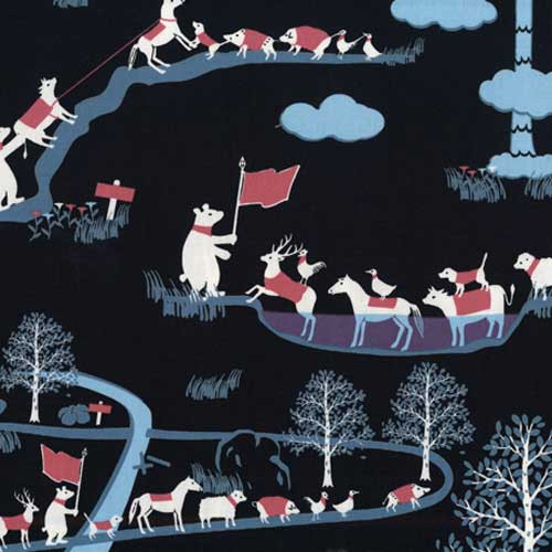 Yuwa Fabrics: Cotorienne Oasis (Black only) - 0.25 yards