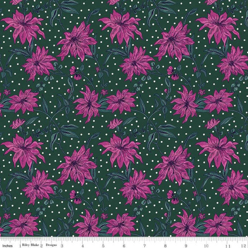 Liberty Quilting: Season's Greetings Collection - Pointsetta (Magenta Green)