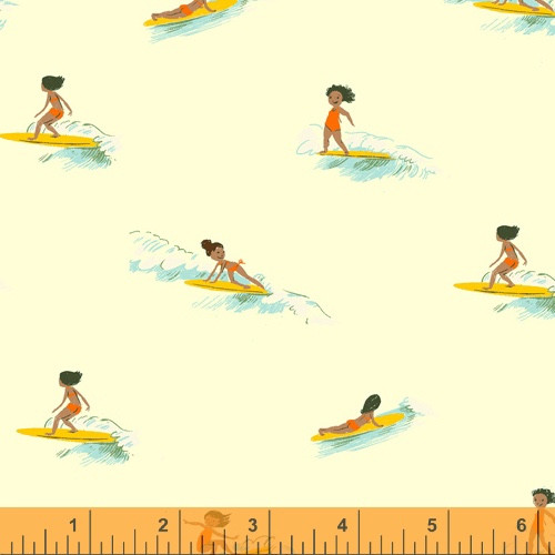 Malibu by Heather Ross - Tiny Surfers in Cream