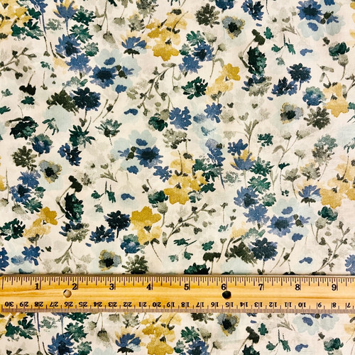 Cosmo - Flower Garden C in Blues (Lawn) - 1.75 yards