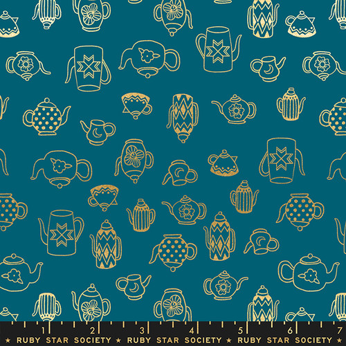 Ruby Star Society - Purl by Sarah Watts - Tea Time in Teal Metallic