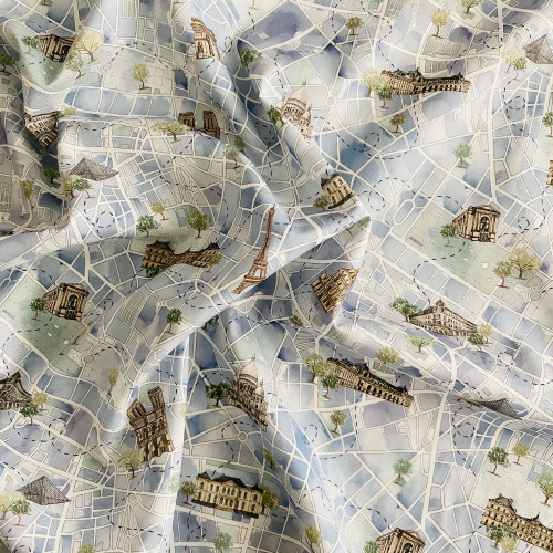 Liberty Fabrics: Rue de Paris C (Blue) Tana Lawn®