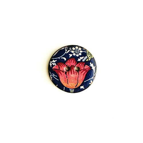 Tulip on Blue Ceramic Button - 1"