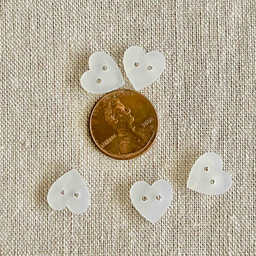 Heart Resin Button in White Quartz - 11 mm (0.43")