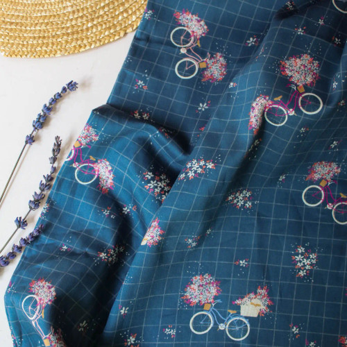 Lise Tailor France - Bicyclette Marine (Cotton Satin) - 53" wide x 2.5 meters