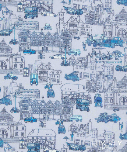 Liberty Fabrics: London's Calling C (Blue) Organic Tana Lawn® 