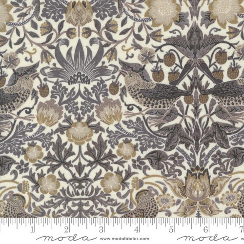 Moda: Ebony Suite by Barbara Brackman - Strawberry Thief in Porcelain - 1.25 yards