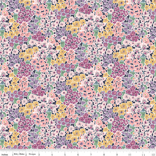 Liberty Quilting: Tudor Celebration - Rossellie Blooms C (purple)