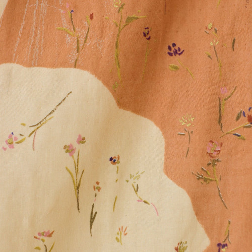 Nani Iro: Sanga D (orange with gold metallic accents) Organic Double Gauze 