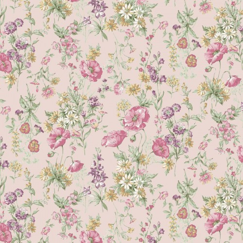 Cosmo - Flower Garden: Pink Poppies on Pink (Lawn) - 3 yards