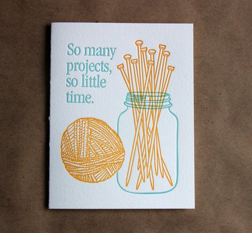 Lucky Bee Press: Yarn Jar of Needles Letterpress Card