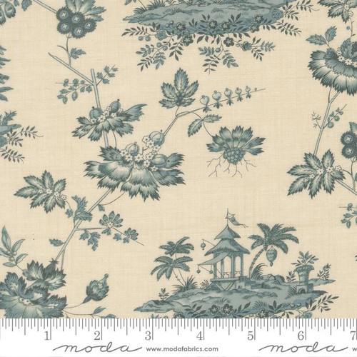 Moda Fabrics: Fleur de Paris by French General - Jardinage in Pearl French Blue