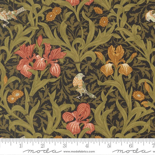 Moda Fabrics: Morris Muse by Barbara Brackman - Iris in Ebony