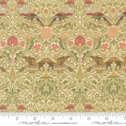  Moda Fabrics: Morris Muse by Barbara Brackman - Damask Birds in Parchment