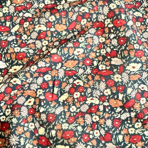 Liberty Fabrics: Petal & Daisy A (Dark Blue Base) Tana Lawn® 
