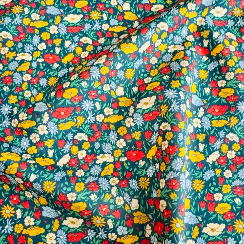 Liberty Fabrics: Petal & Daisy C (Mid Blue Base) Tana Lawn® 