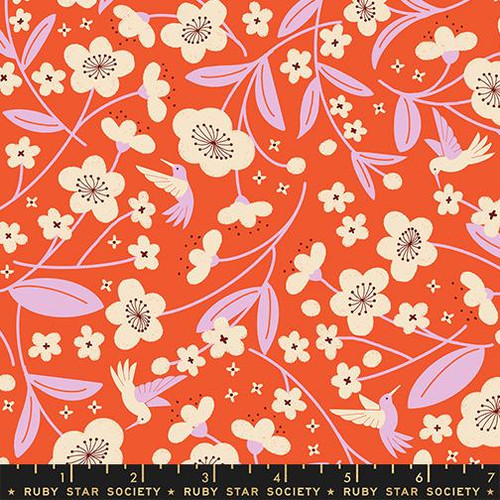 Ruby Star Society: Persimmon by Rashida Coleman-Hale  - Persimmon Blossoms in Warm Red
