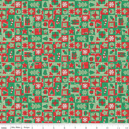 Liberty Quilting: Festive Magic - Jolly Countdown C (Green / Red)